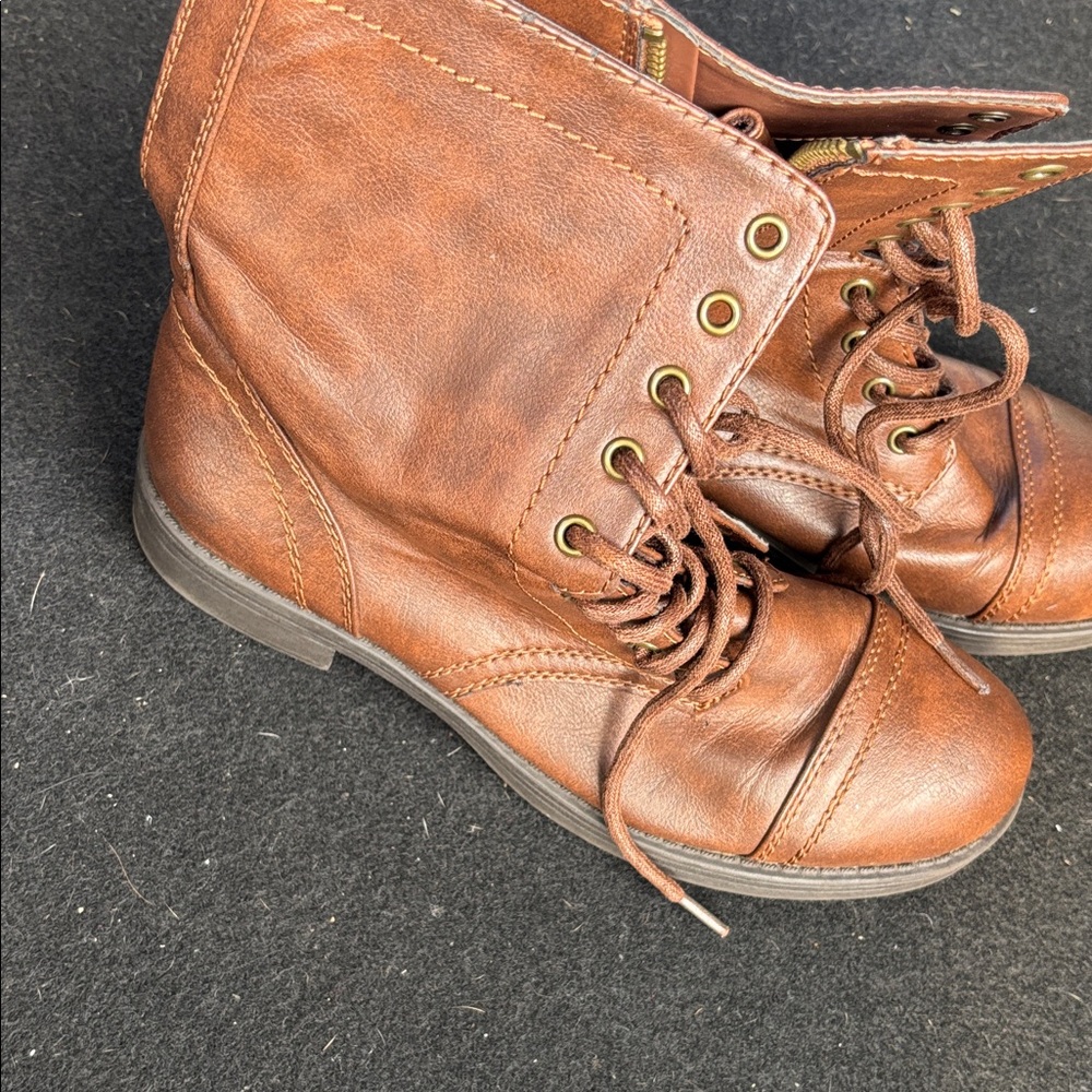 Brown Lace-Up Ankle Boots